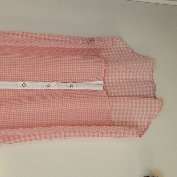 MONTEAU Anthropologie Gingham Sheer Button Down High-Low Sleeveless Blouse - Picture 5 of 10